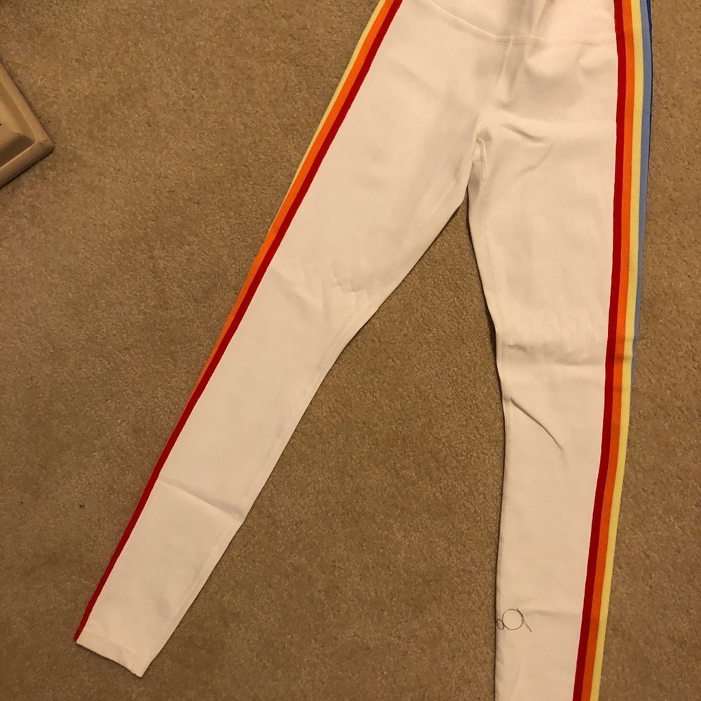 Brand new, never worn, spiritual, gangster leggings with rainbow stripe